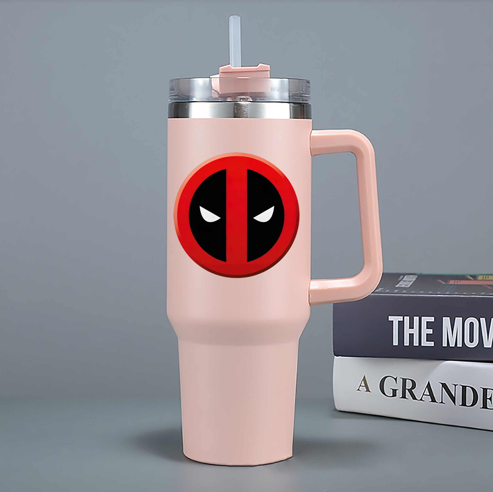 （画像用） Deadpool デッドプール 1200mL車用タンブラー - クリスタルステッカー（プラスチックストロー付き）